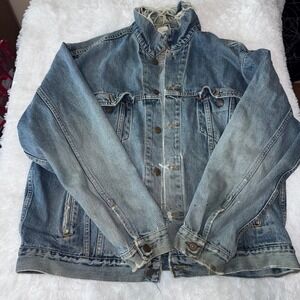 Levi‎ Strauss & Co Vintage Denim Trucker Jacket Distressed Light Wash Mens XL